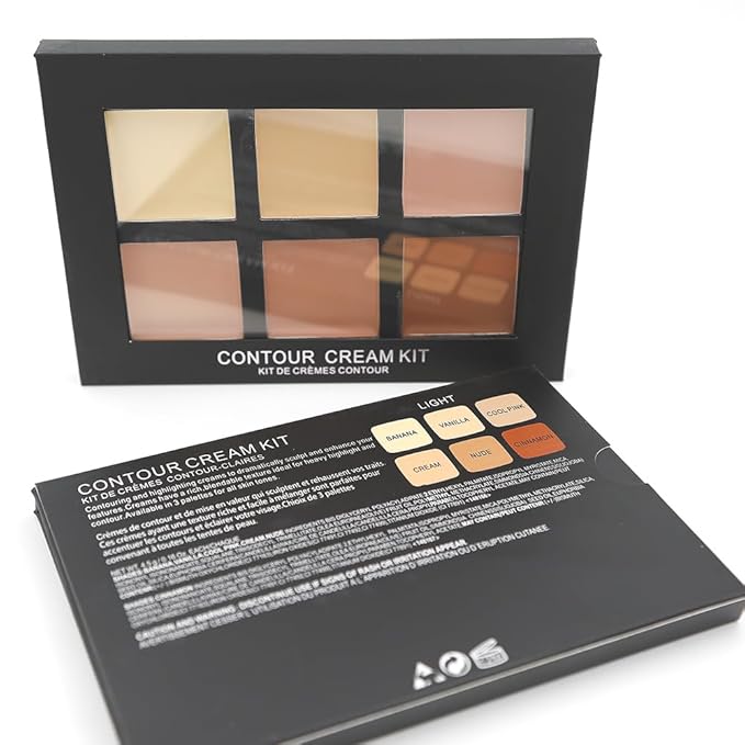 6 color Contour Cream Kit foundation mattle Sculpt Enhance Features (Light)-Velvo Beauty