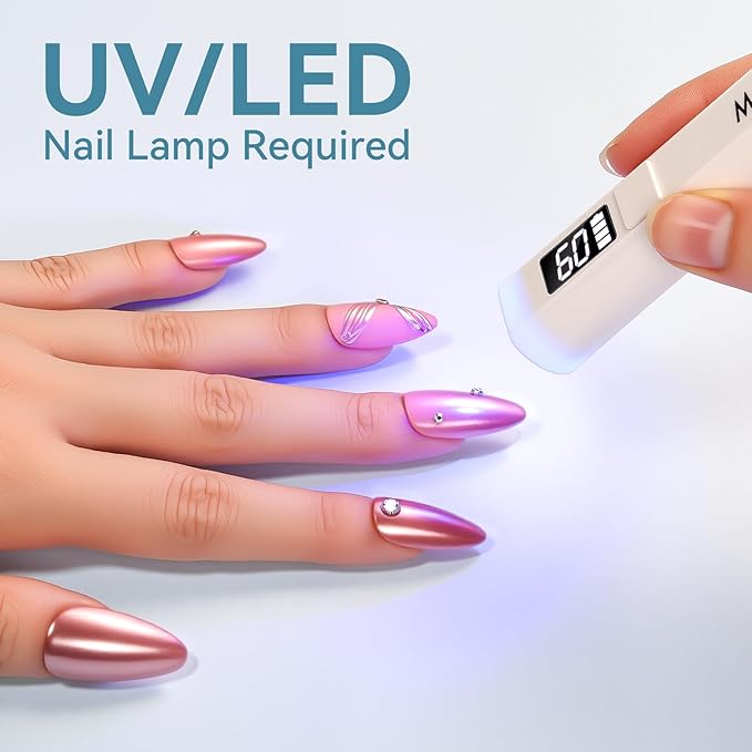 Makartt Gel Top Coat for Chrome Nail Powder - 2 Pcs 15ml Clear No Wipe High Gloss Top Coat Gel Nail Polish Mirror Shine Long Lasting Easy Application, Soak off UV Lamp, DIY Home Salon Art Design-Velvo Beauty