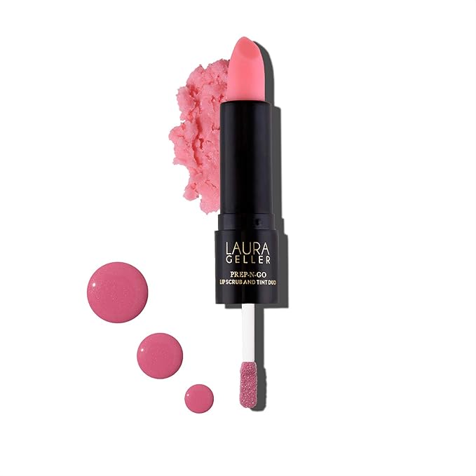 LAURA GELLER NEW YORK Prep-n-Go 2-in-1 Lip Scrub and Lip Oil Tint, Lip Hydrating Oil and Exfoliator, First Place-Velvo Beauty