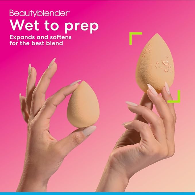 Beautyblender® | Nude Beige Beauty Blender Makeup Sponge, Super-Soft Foam Easily Blends Foundations, Powders & Creams, Made in USA, Reusable, Washable, Streak Free Application, Vegan, Cruelty Free-Velvo Beauty