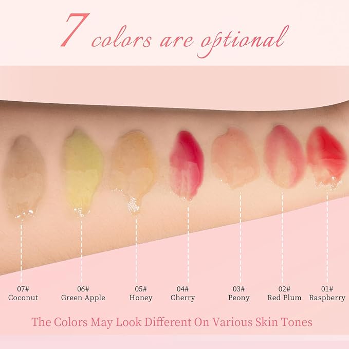 Plumping Lip Oil, Long Lasting Hydrating Lip Stain Lip Balm Revitalizing, Transparent and Tinting Lip Care Oil for Dry Lip (Red Plum)-Velvo Beauty