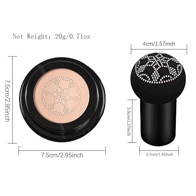 Air Cushion CC Cream Mushroom Head Cushion Foundation, BB Cream Face Makeup for Mature Skin Moisturizing Concealer Brighten Long-Lasting, Even Skin Tone for All Skin Types (Ivory)-Velvo Beauty