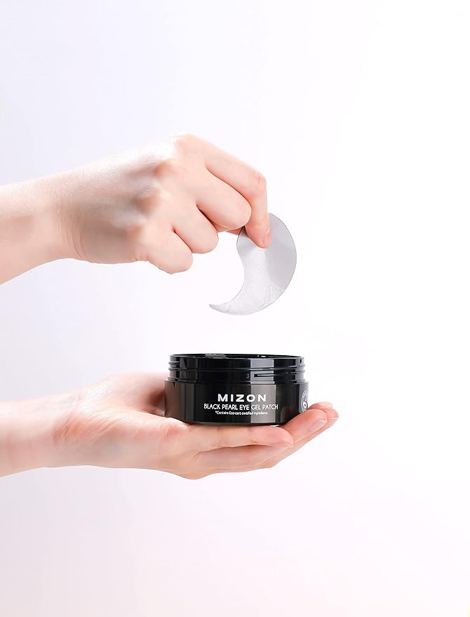 MIZON Pearl Eye Gel Patch Masks, Eye Treatment Mask Reduces Wrinkles and Puffiness, Dark Circles treatment, Hydrogel Eye Patches (Black Pearl)-Velvo Beauty