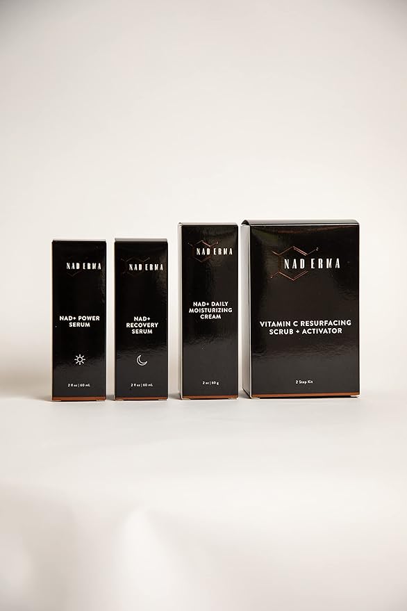 Naderma Set (NAD+ Daily Moisturizing Cream, NAD+ Power Serum, NAD+ Recovery Serum, and Vitamin C Resurfacing Scrub + Activator))-Velvo Beauty