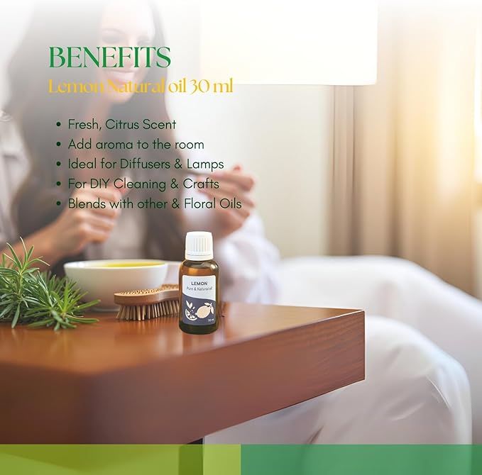 Roots & Above Pure Natural Lemon Essential Oil 1.01 oz/30ml Cold Pressed Oils for Skin, Hair, Massage, Diffusers & Candle Making-Velvo Beauty