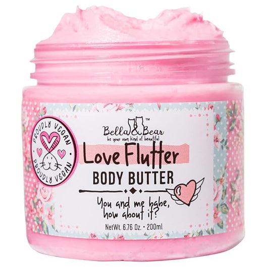 Bella and Bear Love Flutter Body Butter, Hydrating Formula, Soften & Prevent Scars, Stretch Mark Cream, 6.7oz-Velvo Beauty