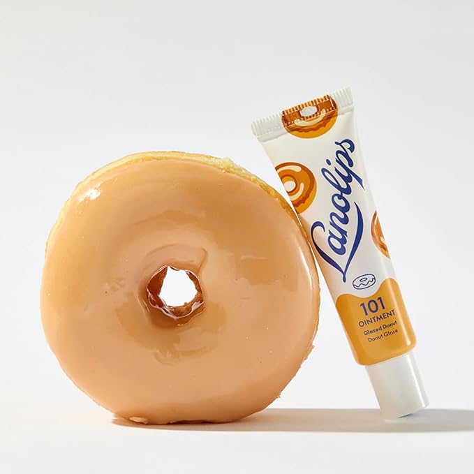 Lanolips 101 Delicious Glazed Donut - Lip Balm with Vitamin E Oil and Lanolin for Lip Hydration - Naturally Flavored Lanolin Lip Balm for Very Dry Lips - Dermatologist Tested (.35 Oz)-Velvo Beauty
