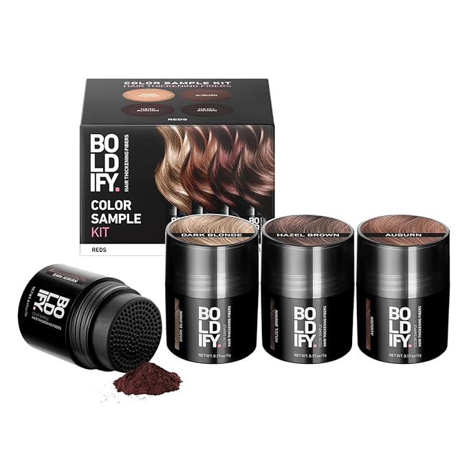 Boldify Hair Fibers Color Sample Kit - Fill In Thinning and Fine Hair for an Instantly Fuller, Thicker Look - 14 Shades for Women & Men - Reds-Velvo Beauty