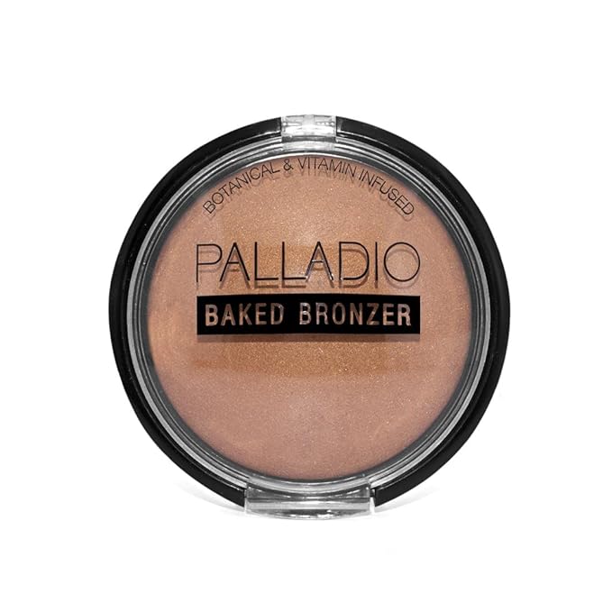 Palladio Baked Bronzer, Highly Pigmented and Easy to Blend, Shimmery Bronzed Glow, Use Dry or Wet, Lasts all day long, Provides Rich Tanning Color Finish, Powder Compact, Caribbean Tan-Velvo Beauty
