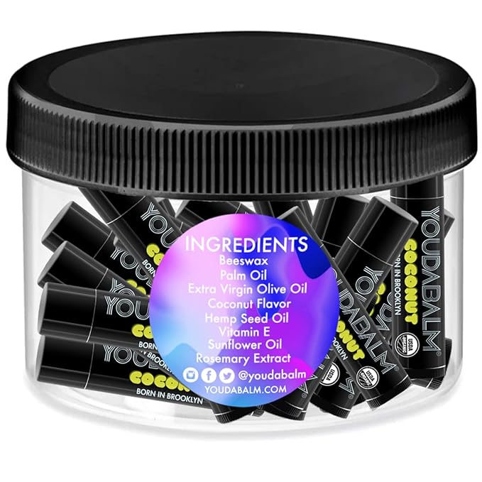 Organic Lip Balm, Coconut Flavor - 100% Natural Lip Moisturizer, USDA Certified - Lip Balm for Dry, Cracked Lips (24 Tube Jar)-Velvo Beauty