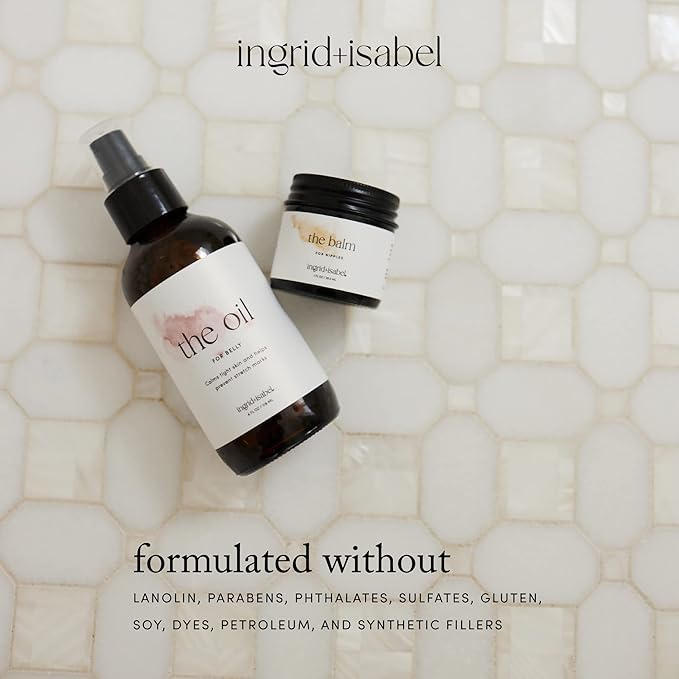 Ingrid & Isabel, The Oil, Organic Belly & Body Oil, Prevents Stretch Marks & Scars, Maternity & Pregnancy Skincare, 4 Fl Oz-Velvo Beauty
