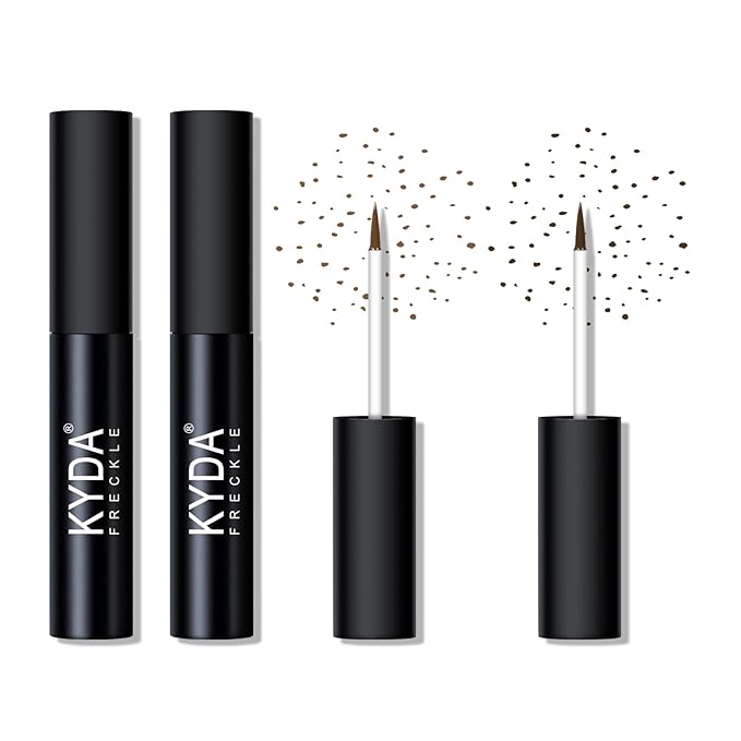 KYDA 2 Colors Liquid Freckle, Natural Freckle Makeup Pen, Longlasting Face Freckle Liquid Makeup, Soft Dot Sopt Pen Magic Freckle Color-Light Brown&Dark Brown-Velvo Beauty