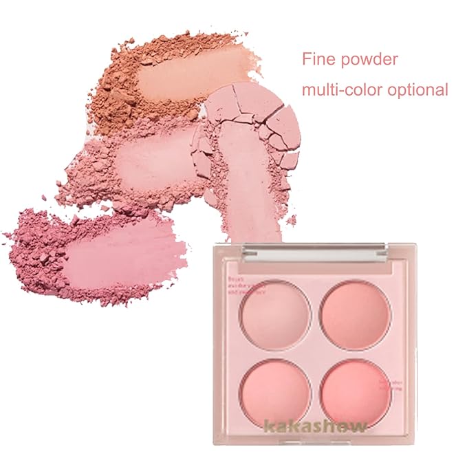 Matte Blush Powder Palette, Blending Mood Cheek, 4 Blendable Shades Korean Fairy Pink Blusher in Lightweight Smooth Powder, Vegan Makeup (Cantaloupe 3#, 1.84 ounces)-Velvo Beauty