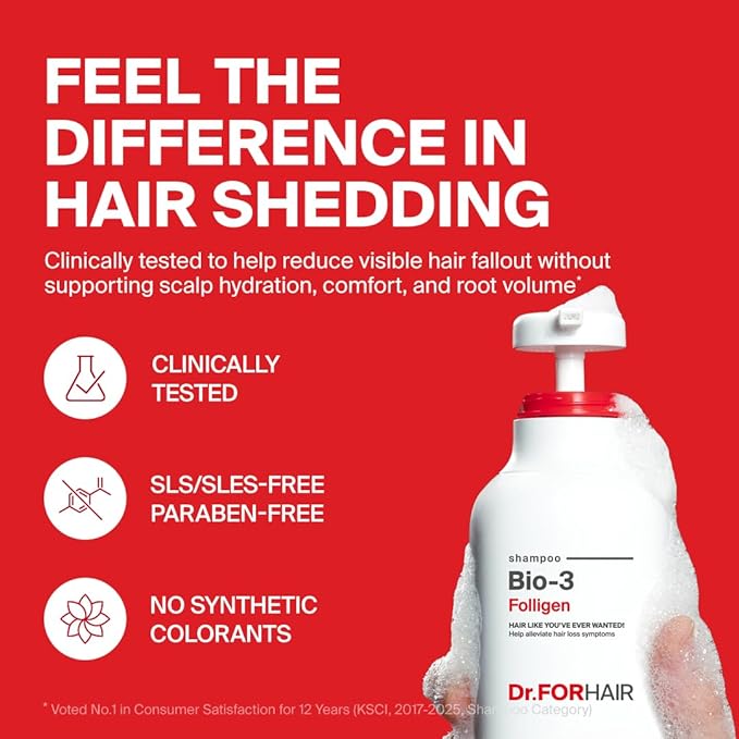 Dr.FORHAIR Bio-3 Folligen Shampoo 500 ml/16.91 fl. oz. | Hair Strengthening and Volumizing | Revitalizes and Moisturizes-Velvo Beauty