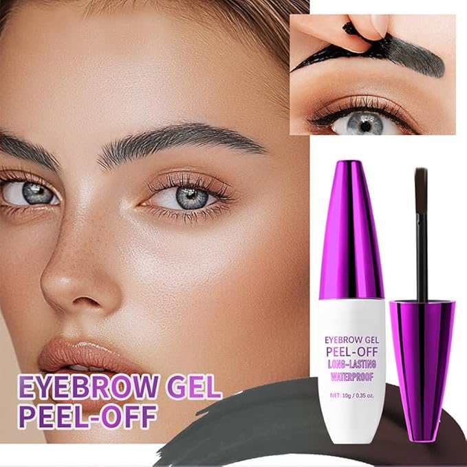 2Pcs Peel Off Eyebrow Tint Gel - Waterproof & Sweatproof All-Day Wear, Transfer-Resistant Tattoo Effect, All Skin Types + Mother’s Day Gift Set, 01#Black-Velvo Beauty