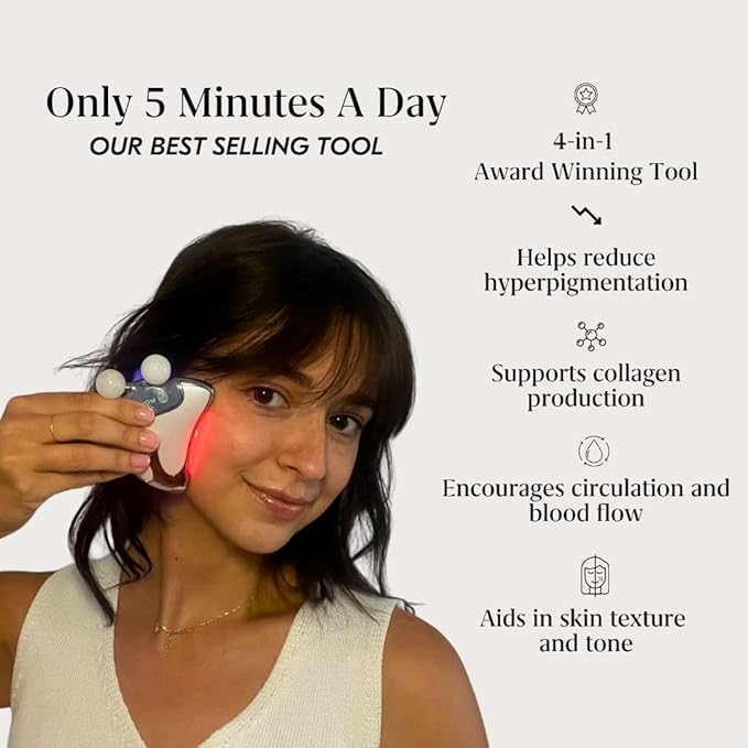 Mount Lai Vitality Qi LED Gua Sha Device, LED Light Therapy for Face, Gua Sha Facial Tools for Firming, Lifting, Sculpting, Anti-Aging, Tension-Melting, Face Lift Device Heat Therapy and Rejuvenation-Velvo Beauty