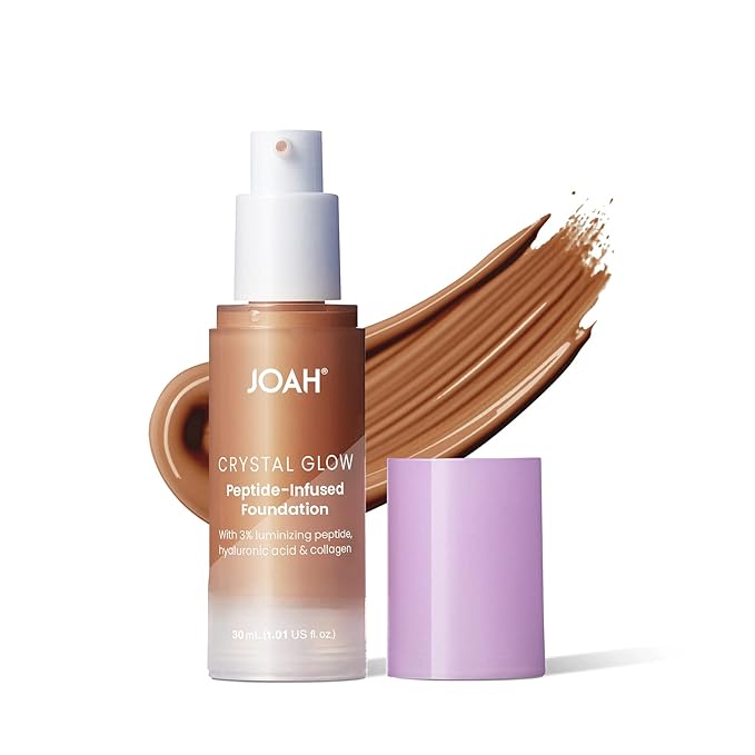 JOAH Peptide Infused Foundation, 2-1 Korean Face Makeup with Blurring Face Primer, Luminizer, Hydration & Skin Defense for a Lightweight Finish, Buildable Medium Coverage, 1.01 Oz, Deep Warm-Velvo Beauty