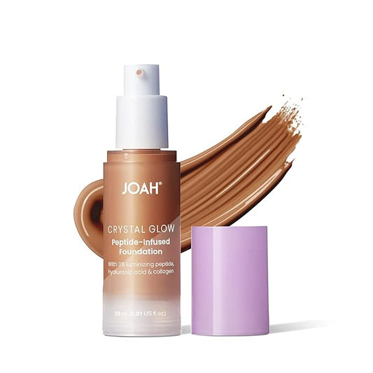 JOAH Peptide Infused Foundation, 2-1 Korean Face Makeup with Blurring Face Primer, Luminizer, Hydration & Skin Defense for a Lightweight Finish, Buildable Medium Coverage, 1.01 Oz, Deep Warm-Velvo Beauty