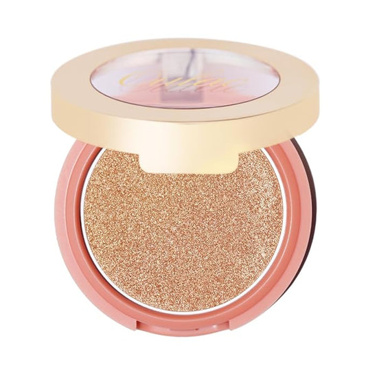 Oulac Shimmery Blush Makeup| 2 in 1 Powdery Cream Blush & Highlighter| Golden Hour Makeup Bronzer Illuminating | Rich Colors &Blendable | Vegan & Cruelty-Free| F08 Glow Gold 4.8g-Velvo Beauty