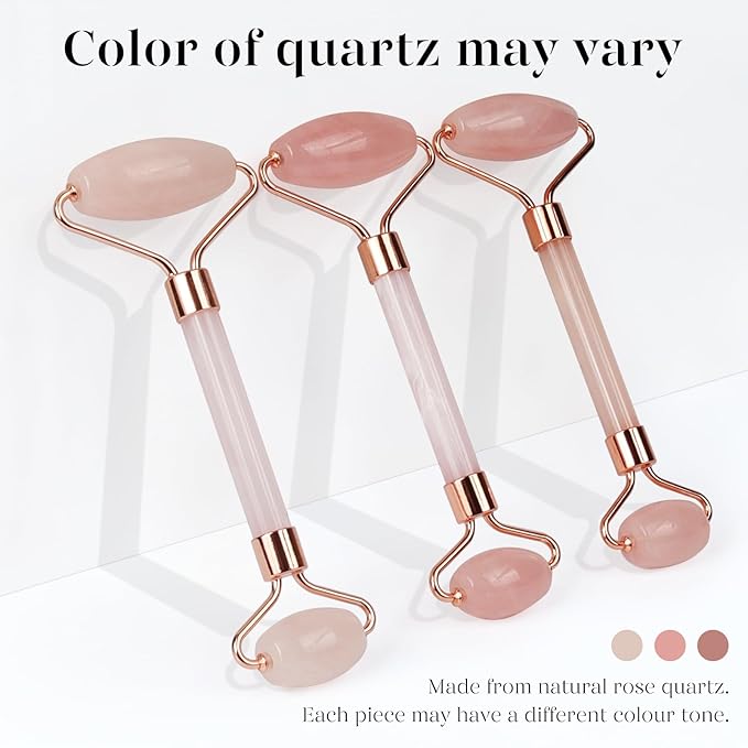 BAIMEI IcyMe Jade Roller & Gua Sha, Face Roller Redness Reducing Skin Care Tools, Self Care Pink Gift for Men Women, Massager for Face, Eyes, Neck, Relieve Fine Lines and Wrinkles - Rose Quartz-Velvo Beauty