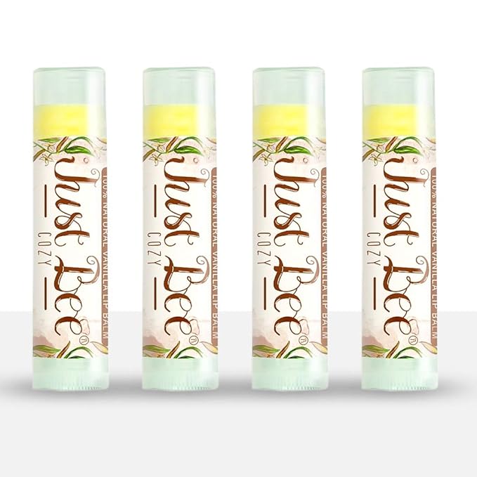 100% Natural Beeswax Lip Balm with Organic Oils (Cozy Vanilla, 4 pack)-Velvo Beauty