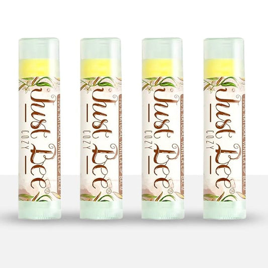 100% Natural Beeswax Lip Balm with Organic Oils (Cozy Vanilla, 4 pack)-Velvo Beauty