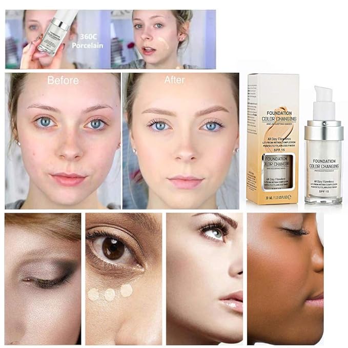 TLM Concealer Cover Cream, Flawless Colour Changing Foundation Makeup, Warm Skin Tone Foundation liquid Base Nude Face Moisturizing Liquid Cover Concealer for Women and Girls-Velvo Beauty