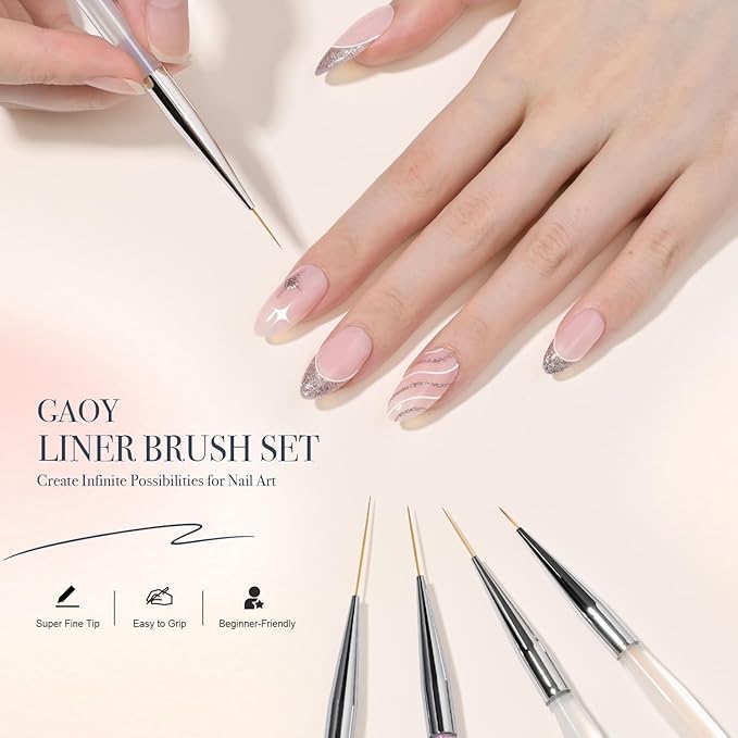 GAOY 5Pcs Nail Art Liner Brushes, Professional Painting Art Pen Set, Nail Design Tools for French Liner, Thin Details and Fine Drawing-Velvo Beauty