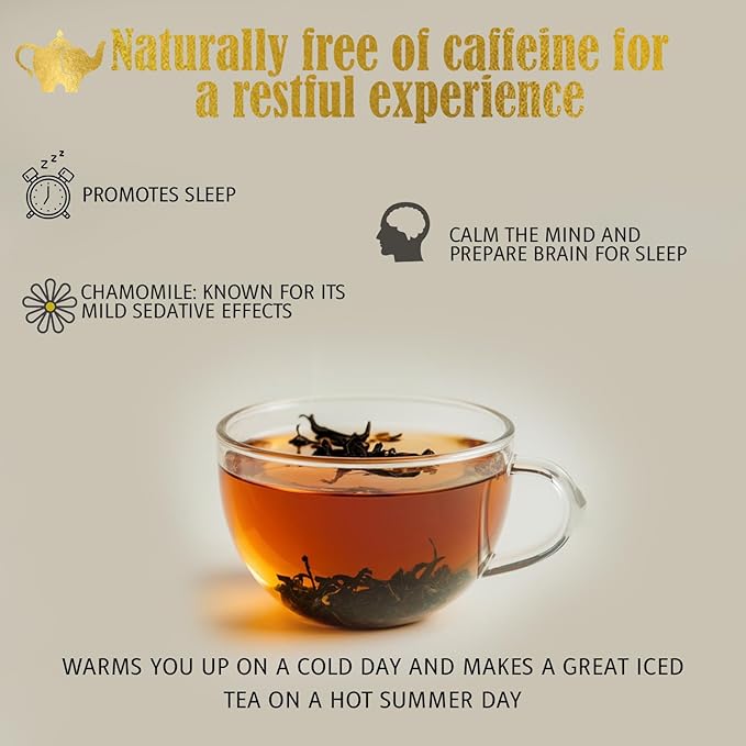 Egyptian Chamomile Tea, Organic Loose Leaf Herbal Tea – Cozy, Calming – Supports Stress Relief, Relaxation & Sleep – 4 oz Resealable Bag (Makes 50 Cups) – The Elegant Elephant-Velvo Beauty