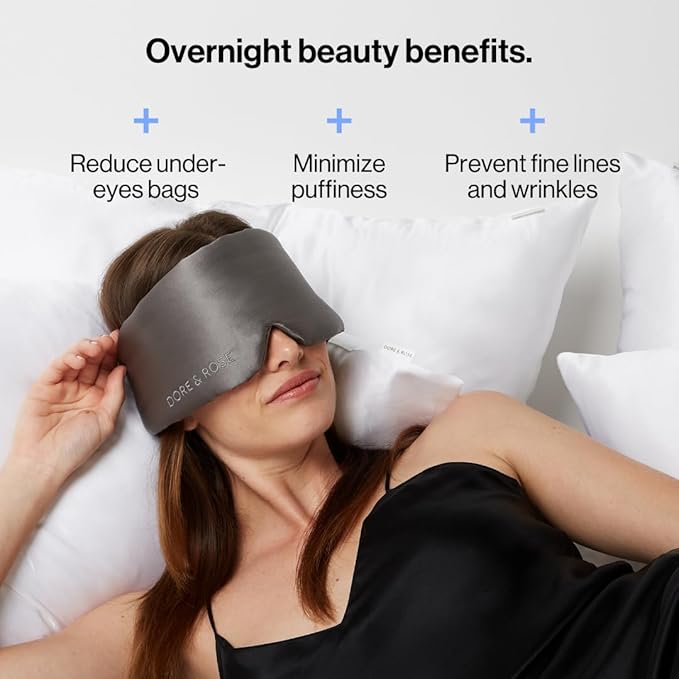 Dore & Rose Deep Sleep Mask Light Blocking, 23 Momme Mulberry Silk Eye Mask, Ultra Soft, Adjustable - Travel Sleeping Mask for Men & Women - Charcoal-Velvo Beauty