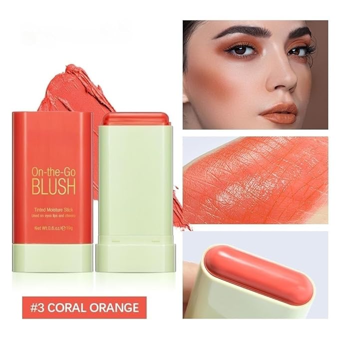 Blush Rare Beauty Liquid Blush Cream Blush Stick For Cheeks Natural Blendable Powder Blusher Stick On The Go Blush Brushes For Makeup Cheeks,Natural Waterproof, Long Lasting (orange)-Velvo Beauty