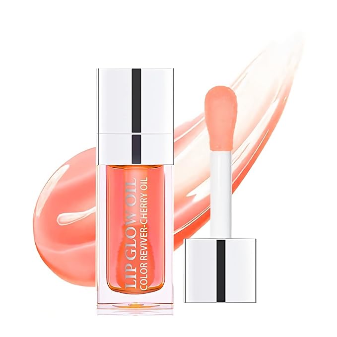 Lip Oil Hydrating Tinted Lip Balm, Plump Lip Gloss Lip Care Transparent Toot Lip Oil Tinted, Glass Lip Glow Oil Fresh Texture & Non-sticky, Nourishing Repairing Lightening Lip Lines Lip Care (001#)-Velvo Beauty