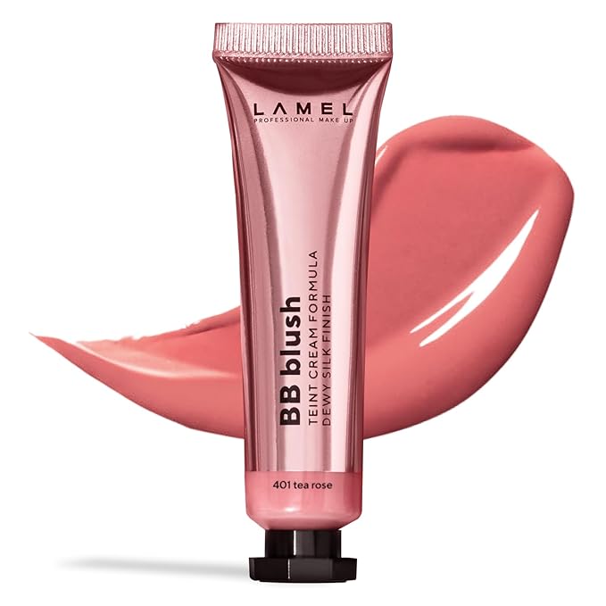 Lamel BB Blush Cheek Makeup - Lightweight and Long Lasting Liquid Blush - Blendable Cream Blush for Cheeks, Natural Finish Cream Contour - Nude Liquid Blush, 401 (Tea Rose) -10ml/0,33fl.oz-Velvo Beauty