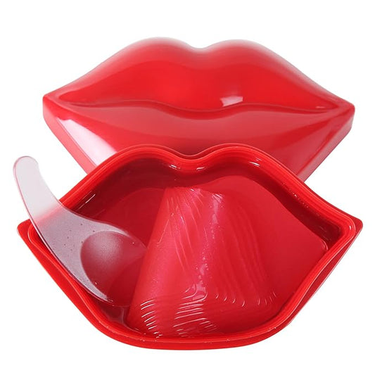Lip Masks Sheet,Moisturizing Crystal Collagen Gel,Anti-Aging Lip Patches Reduces Lip Lines,Plump Dry Lips Overnight Lip Care,Fall/Winter Collagen Lip Sleep Mask 20 Packs with Box,Red-Velvo Beauty