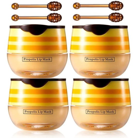 4 Pcs Lip Balm Honey Pot, Honey Moisturizing Lip Mask Reduces Lip Lines,Prevention Dry and Cracked Lip Scrubs Exfoliator.-Velvo Beauty