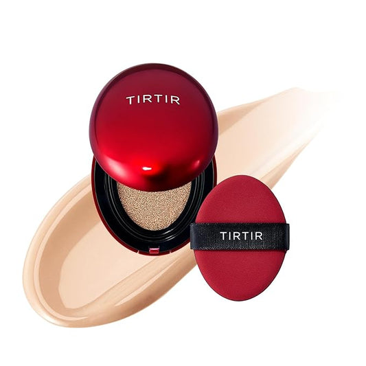 [*Mini Size*] TIRTIR Mask Fit Red Cushion Foundation | Full coverage, Weightless, Skin fit, Satin Glow Finish, Korean Makeup BB Foundation, beauty, Tattoo cover up, Buildable (#21N Ivory, 0.15 Fl Oz)-Velvo Beauty