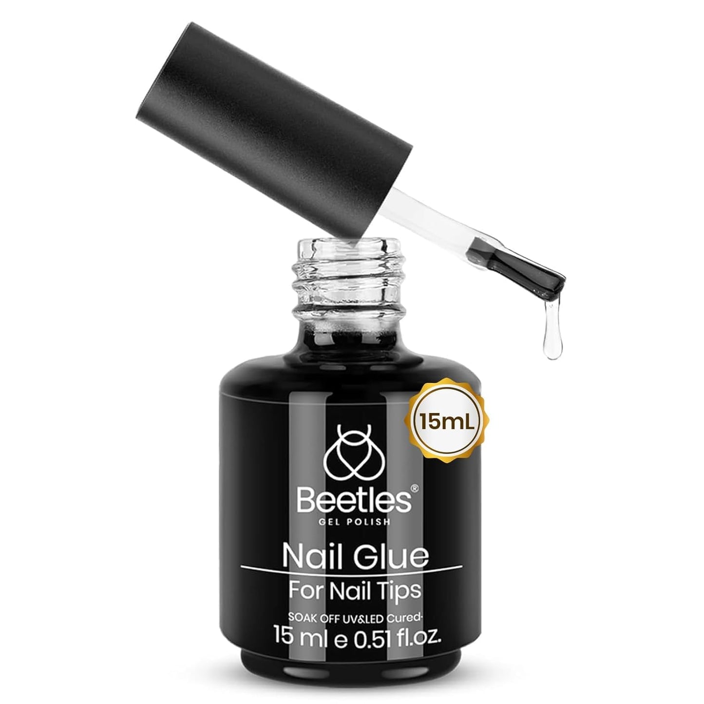 Beetles Gel Polish 9 in 1 Nail Glue with New Formula, 0.5 Fl Oz Super Strong Brush in Nail Gel Glue for False Nails Tips, Rhinestone, Base Gel, Blooming Nail Gel-Velvo Beauty