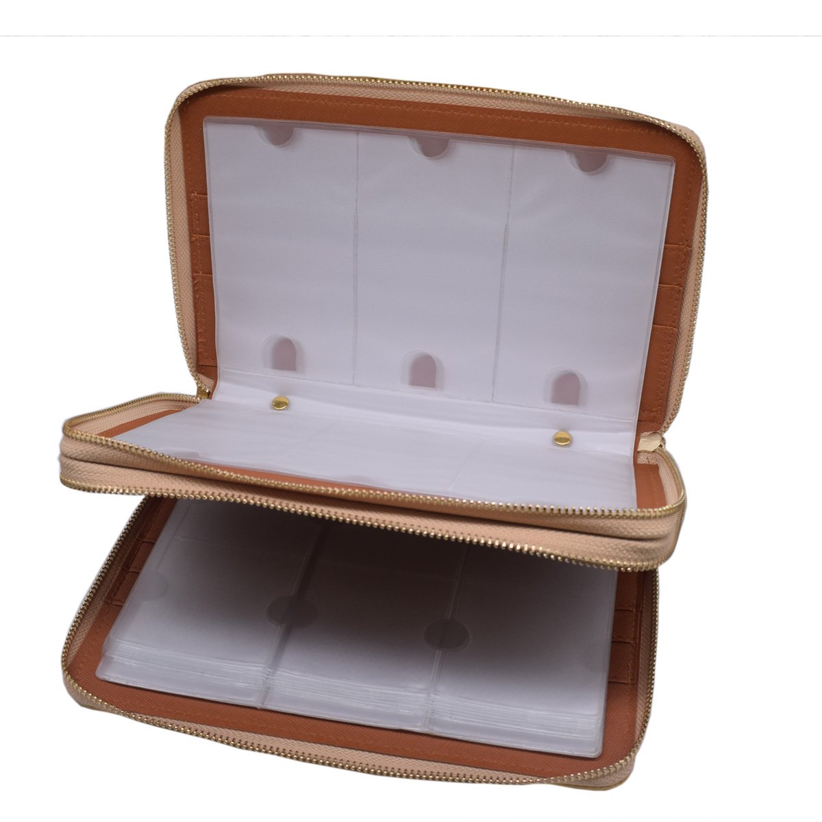 Mezerdoo 216 Slots Stamping Plate Holder Case Rainbow Laser Design Round Square Rectangular Nail Art Stamp Template Organizer 1pcs Empty Nail Art Plate Case Bag (gold - 216 Slots)-Velvo Beauty