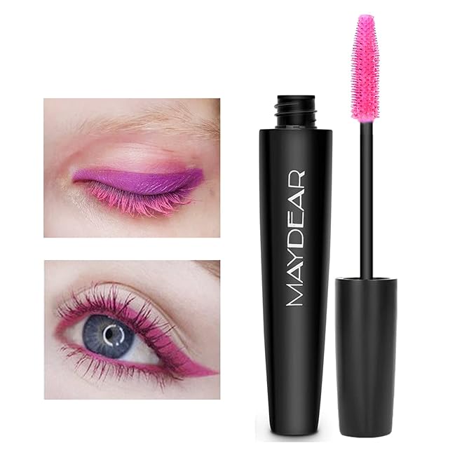Maydear Pink Mascara for Eyelashes, Waterproof Colored Mascara Long Lasting Smudgeproof Colorful Mascara for Women Fast Dry Lengthening Eye Makeup Party Stage Use - Rose-Velvo Beauty