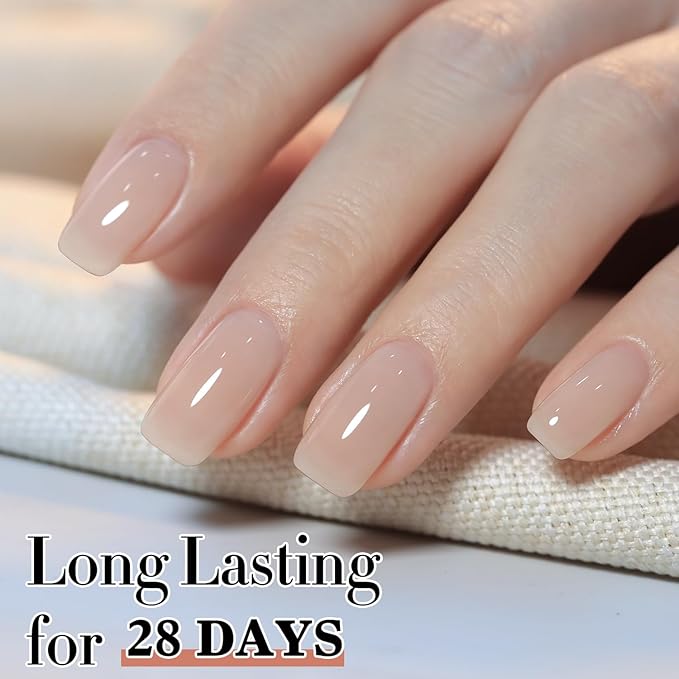 Double Rhythm 0.5Oz Translucent Gel Polish Sheer Neutral Natural Light Milky Same Color Same Bottle 15ML Jelly Gel Polish Art DIY at Home (Nude Beige-A1417)-Velvo Beauty