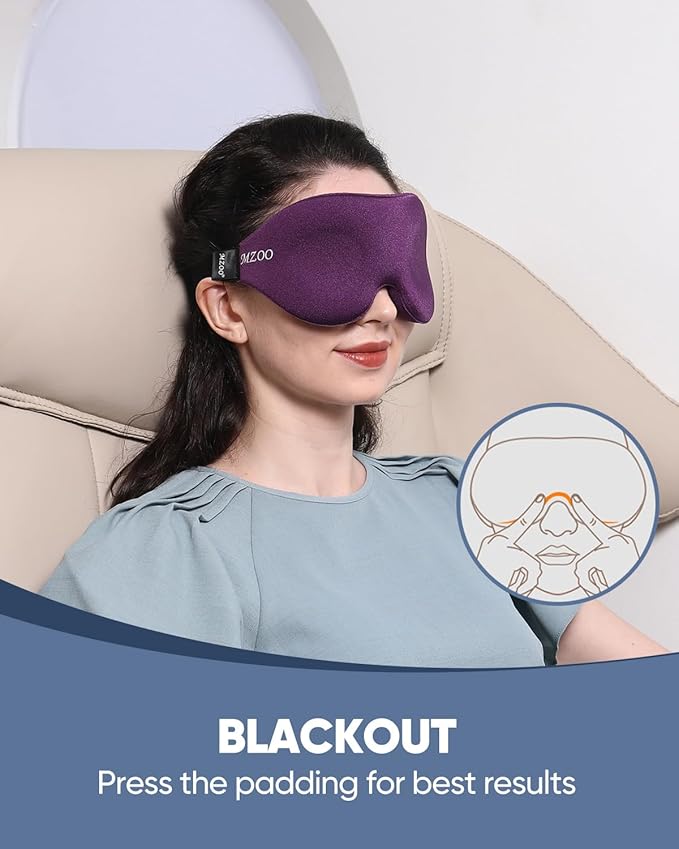 MZOO Luxury Sleep Eye Mask for Side Sleeper Men Women, Zero Eye Pressure 3D Sleeping Mask, Light Blocking Patented Design Night Blindfold, Soft Eye Shade Cover for Travel, Purple-Velvo Beauty