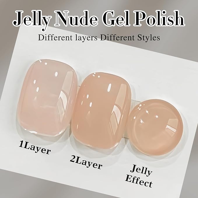 Double Rhythm 0.5Oz Translucent Gel Polish Sheer Neutral Natural Light Milky Same Color Same Bottle 15ML Jelly Art DIY at Home (Neutral Nude Pink-A1368)-Velvo Beauty