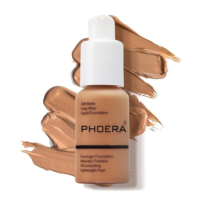 PHOERA Foundation Makeup Naturally Liquid Foundation Full Coverage Mattle Oil-Control Concealer 8 Colors Optional,Great Choice For Gift(#107 Honey,30ml)-Velvo Beauty