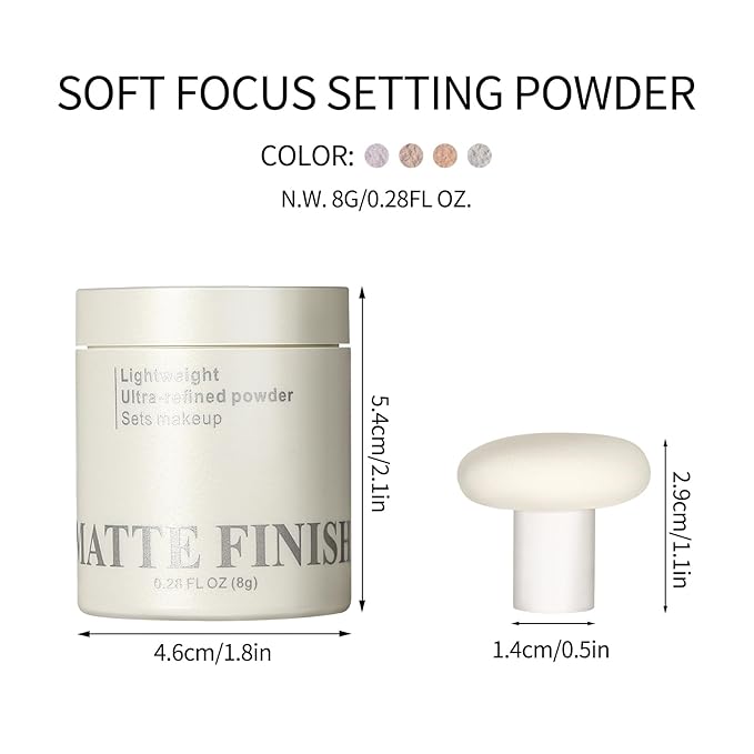 Erinde White Translucent Matte Setting Powder with Puff, Face Loose powder Makeup, Oil Control Finishing Powder, Lightweight Blurring Powder, Waterproof, 24H Long-Lasting, Creates Soft Focus Effect-Velvo Beauty