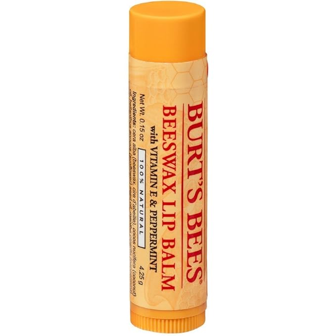 Burt's Bees Beeswax Lip Balm with Vitamin E & Peppermint 0.15 oz (Pack of 6)-Velvo Beauty