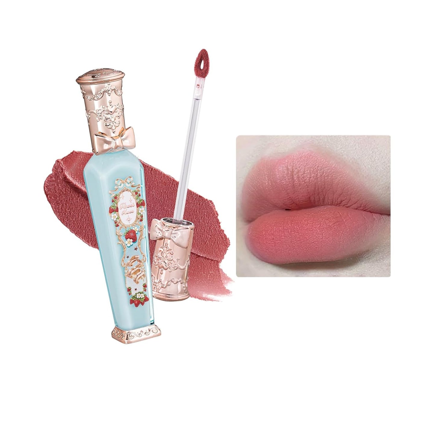 Flower Knows Strawberry Rococo Cloud Lip Cream,Velvety Matte Liquid Lipstick,Nude Lipstick,Long Lasting Lip Stain,Kiss-proof Blurred Lipstick for Girls&Women,0.12 Fl Oz(S02 Peachy Milk)-Velvo Beauty