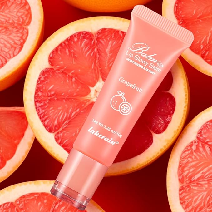Hydrating Lip Butter Balm for a Glossy Finish and Lip Glow - Lip Glowy Balm with Summer-worthy Fragrance | Vegan Lip Care (#3-Grapefruit)-Velvo Beauty