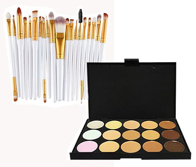 20pc White Eye And 15pc Contour Pallet Eye Makeup Brush Set-Velvo Beauty