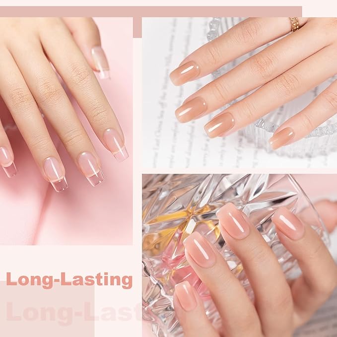 RARJSM Nude Rubber Base Gel Nail Polish Set Clear Sheer Milky White Opaque Pink Builder Base Gel in a Bottle Hard Extension Gel Skin Tone 6 Netural Colors Cured for Nails at Home Salon DIY Beginner-Velvo Beauty