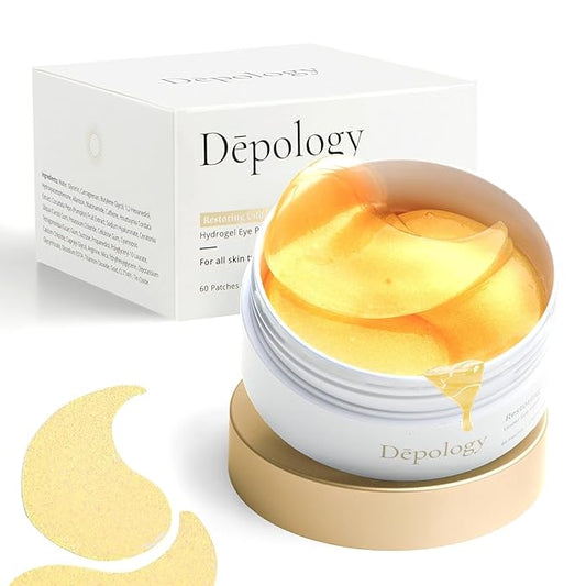 depology Restoring Hydrogel Under Eye Patch | 60 Patches | Brightening Caffeine Gold Pads for Dark Circles | Puffiness | Wrinkles | Refresh | Travel-Velvo Beauty